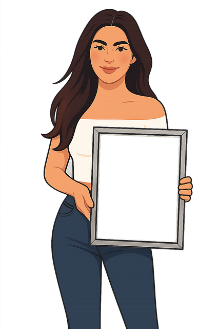 Free woman illustration poster mockup blank frame vector