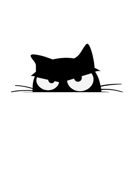Gato, Negro, Asomando, Cabeza, Ojos