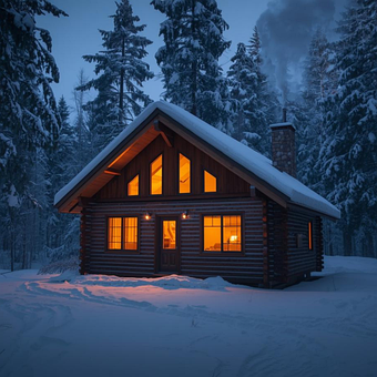 Cabine, Neve, Inverno, Floresta