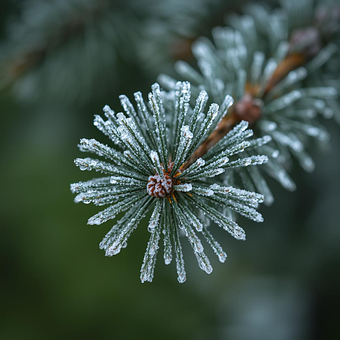 Geada, Pinho, Natureza, Macro, Inverno