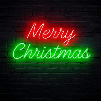 Néon, Assinar, Luzes, Feliz Natal