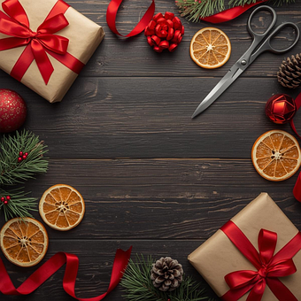 Flatlay, Presentes De Natal, Invólucro