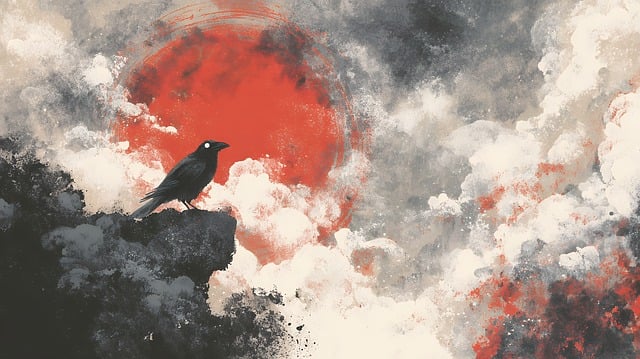 Free crow bird red illustration