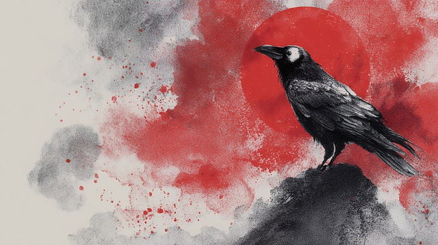 Free raven bird sun illustration