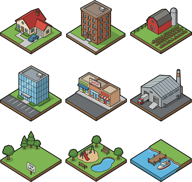 Free isometric building architecture illustration