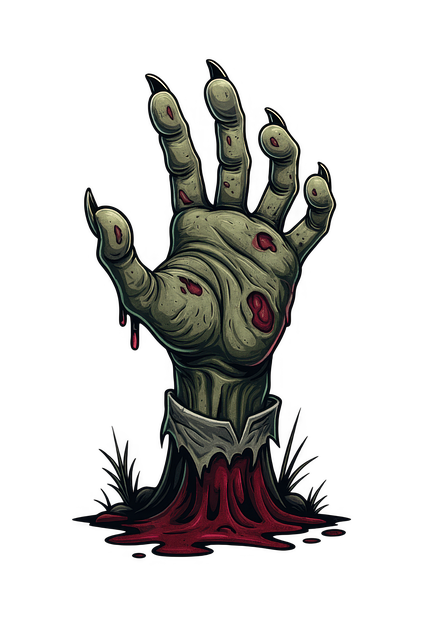Zombie, Hånd, Blod, Grav, Halloween