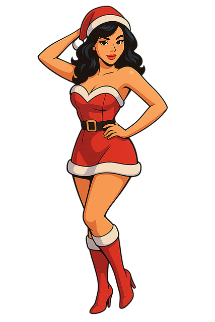 Free christmas pin up santa girl festive illustration vector