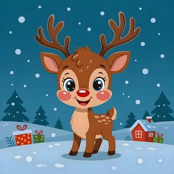 Rentier, Weihnachten, Schnee