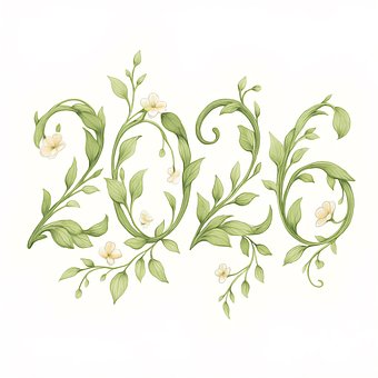 Free Botanical Typography Floral Numbers illustration and picture
