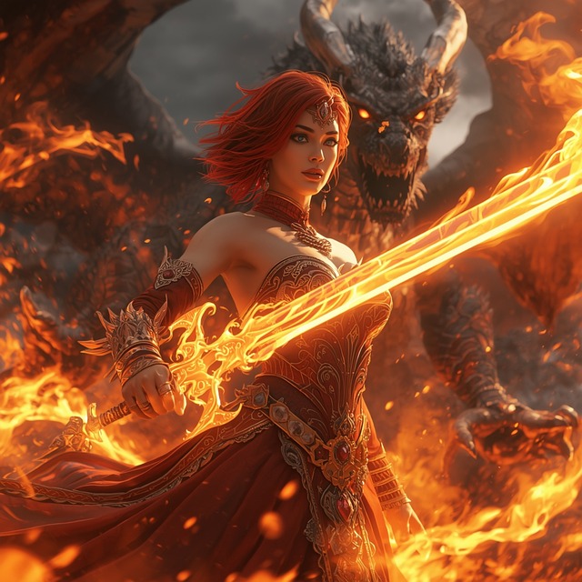 Free dragon warrior fantasy illustration