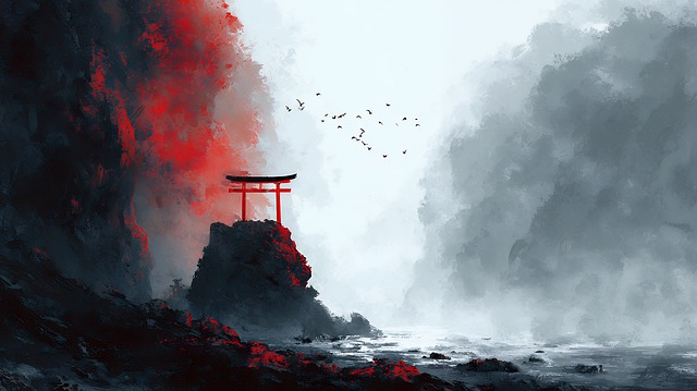 Free torii gate japan illustration