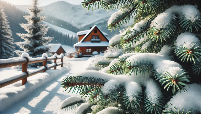 Free winter snow chalet vector