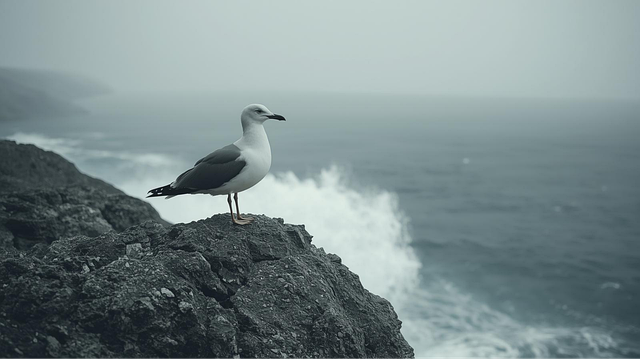 Free seagull coastal wildlife rocky cliff vector