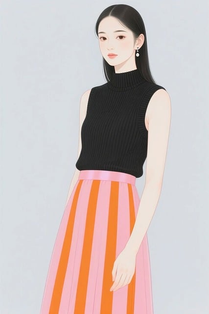 Free girl sleeveless top ribbed knit illustration