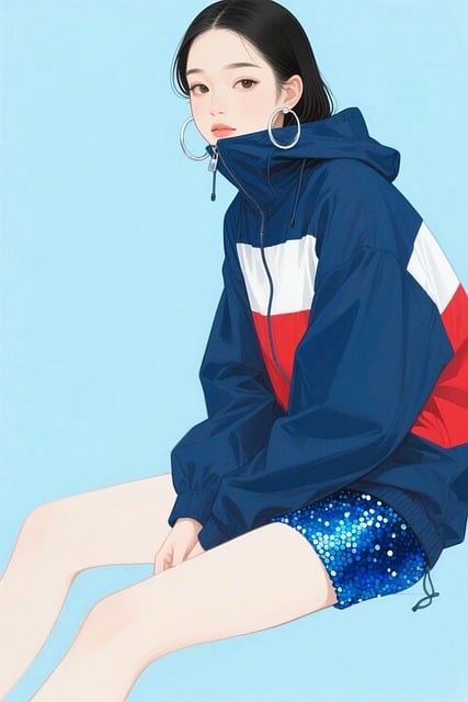 Free girl windbreaker sporty style illustration