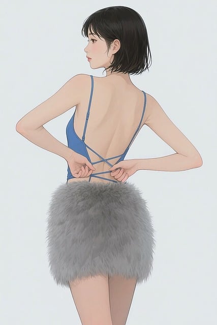 Free ai generated back view japanese woman illustration