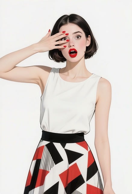 Free fashion illustration woman white top illustration