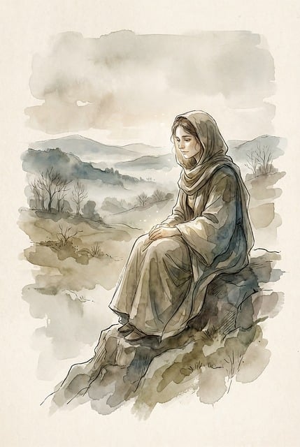 Free contemplative solitary landscape illustration