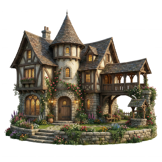 Download free HD stock image of Cottage House Free cottage house medieval illustration