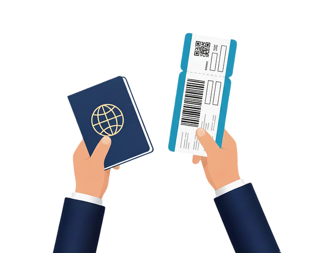 Free passport ticket hands illustration