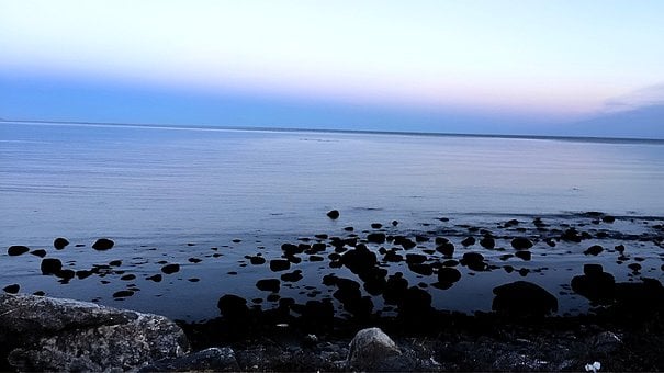 Schwarz, Blau, Horizont, Heiter