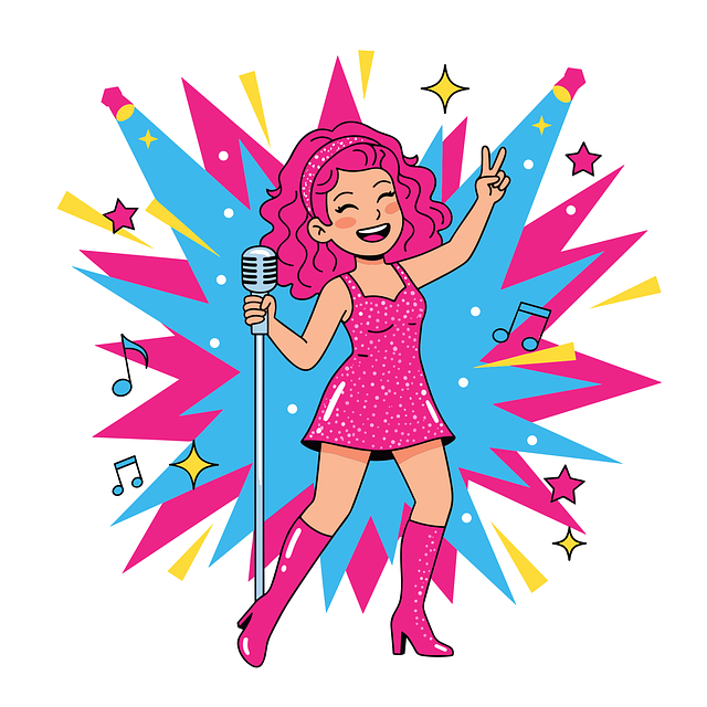 Free pop singer illustration girl singing cartoon pop star vector
