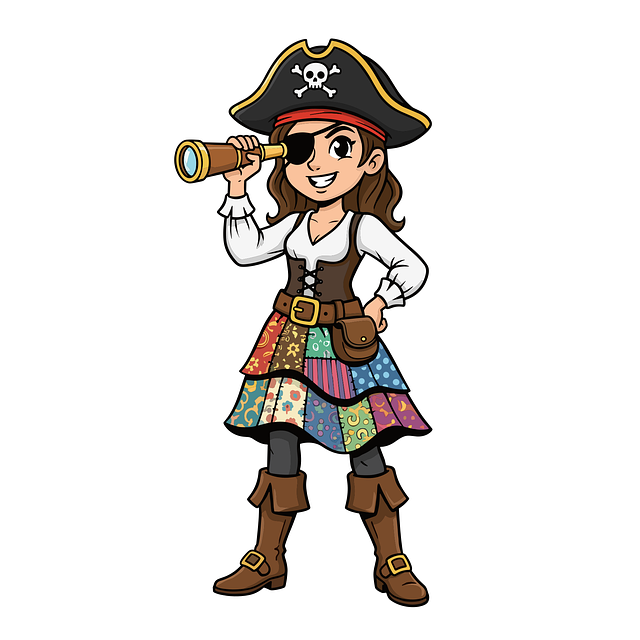 Free Pirate Girl Cute Pirate Character vector and picture