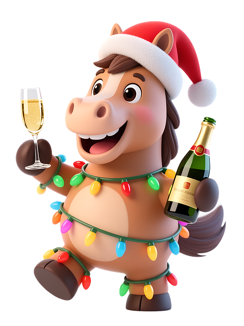 Free festive horse character 3d christmas horse cute holiday animal illustration