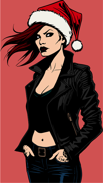 Frau, Punk, Weihnachten, Leder