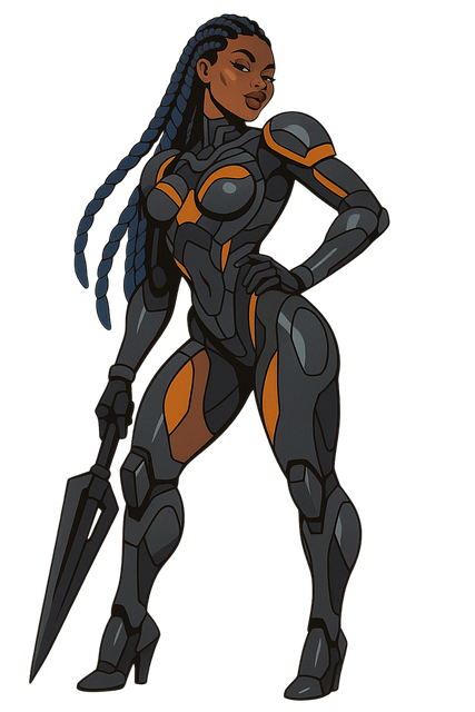 Free futuristic warrior sci-fi armor female fighter vector