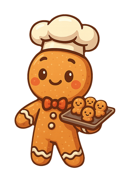 Free gingerbread character cartoon chef festive cookie illustration