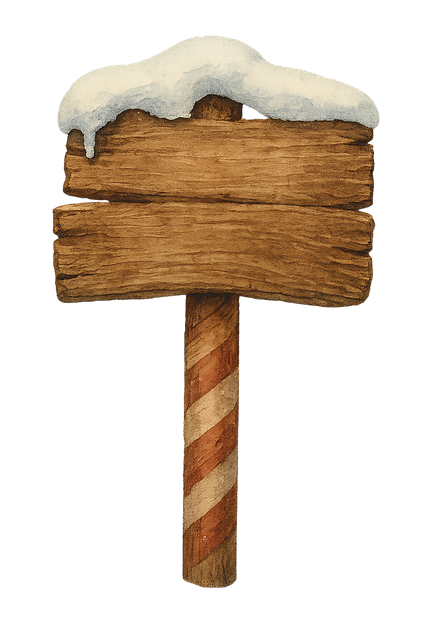 Free wooden signpost festive sign snow-covered sign vector