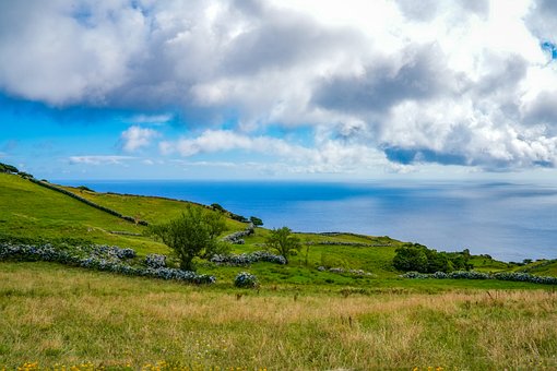 Panorama, Insel, Azoren, Landschaft