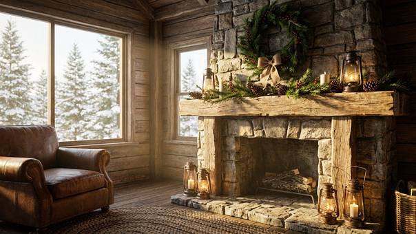 Free Rustic Cabin Christmas Decor photo and picture