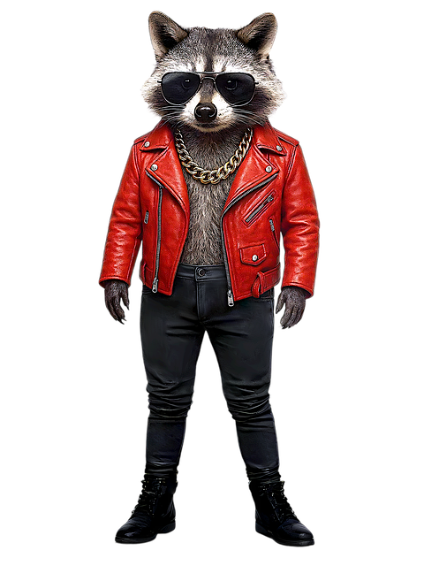 Free raccoon fashion leather jacket illustration