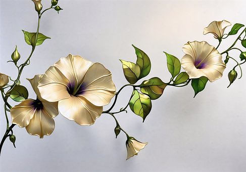 Free Morning Glories Golden illustration and picture