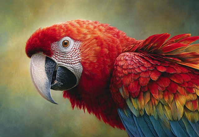 Free scarlet macaw tropical bird bird portrait illustration