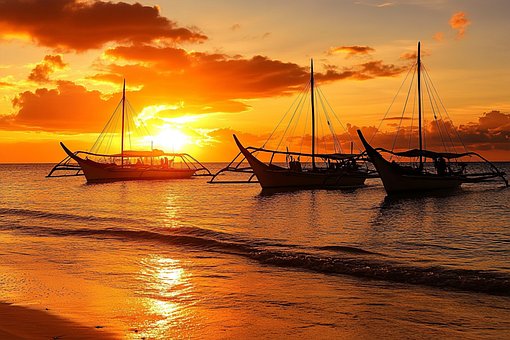 Sonnenuntergang, Ozean, Strand, Wellen