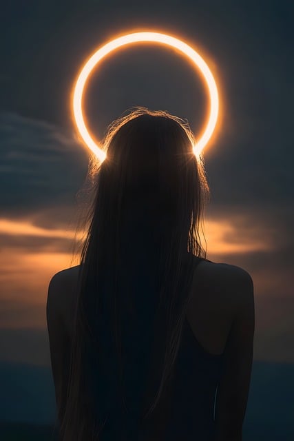 Free eclipse heavenly woman illustration