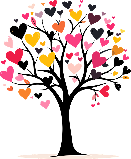 Free valentine beautiful flowers tree vector