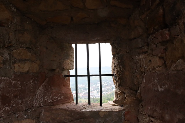 Fenster, Gefängnis, Gitter, Stein, Antik
