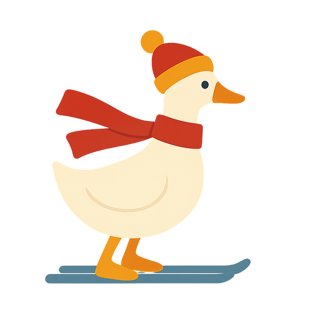 Free skiing duck winter duckling cartoon animal vector