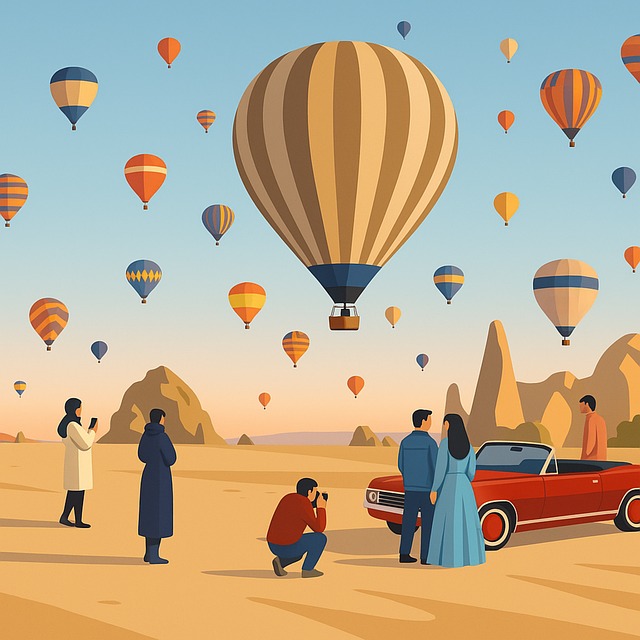 Free hot air balloons desert landscape colorful balloons vector