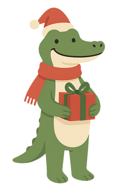 Free christmas alligator festive reptile cartoon animal illustration
