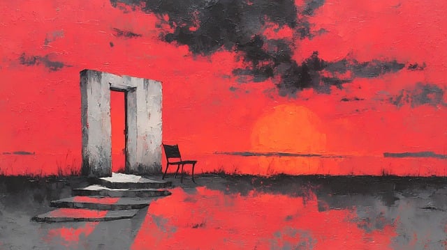Free door chair sunset illustration