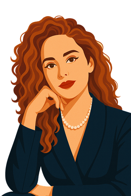 Free thoughtful portrait stylized woman auburn hair vector