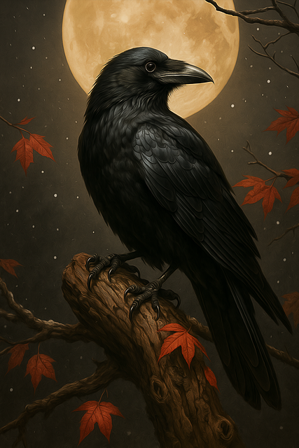 Free Raven Moonlit illustration and picture