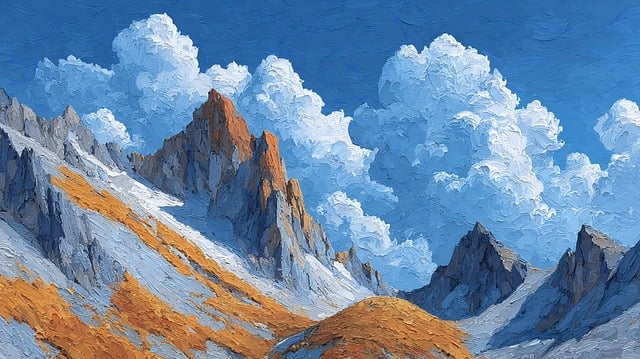 Free mountain range clouds illustration
