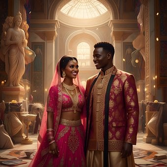Ai Generado, Pareja, Boda, Estilo Indio