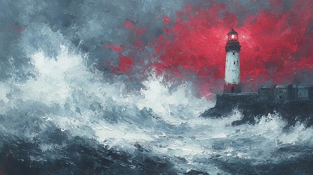 Free lighthouse storm sea illustration